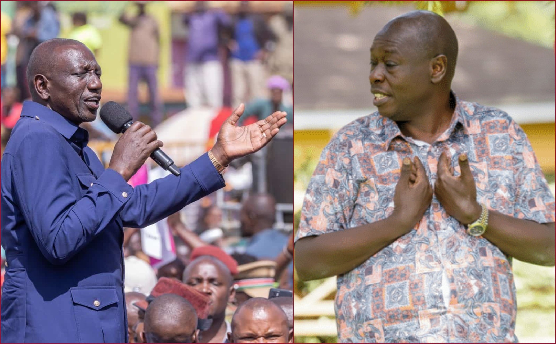 DCP leader Rigathi Gachagua (right) claimed President William Ruto was putting up a luxury hotel in Meru.